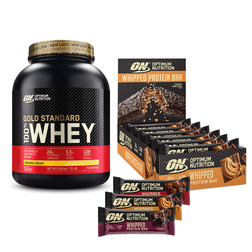 Optimum Nutrition 100% Whey Gold Standard (2273g) + Whipped Protein Bars (10x60g)