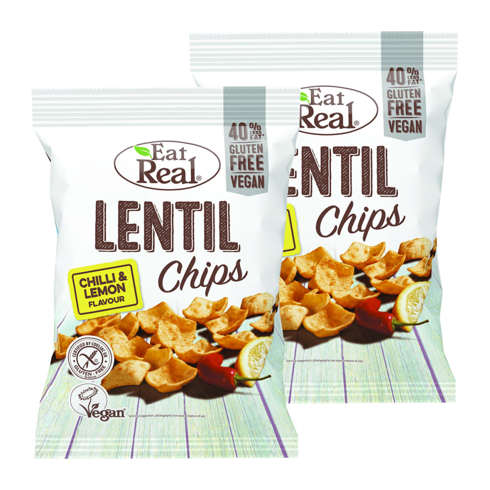 Eat Real 2 x Lentil Chips Chilli & Lemon (2x113g)