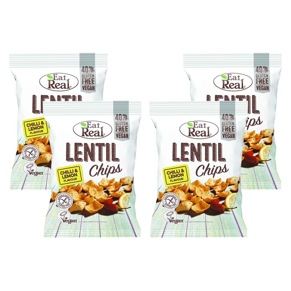 Eat Real 4 x Lentil Chips Chilli & Lemon (4x113g)