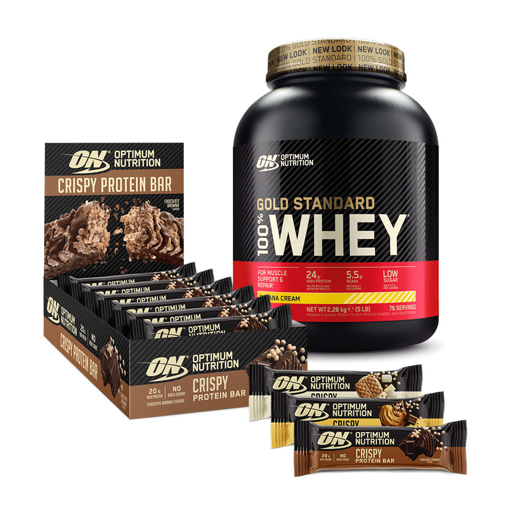 Optimum Nutrition 100% Whey Gold Standard (2273g) + Crispy Protein Bars (10x65g)