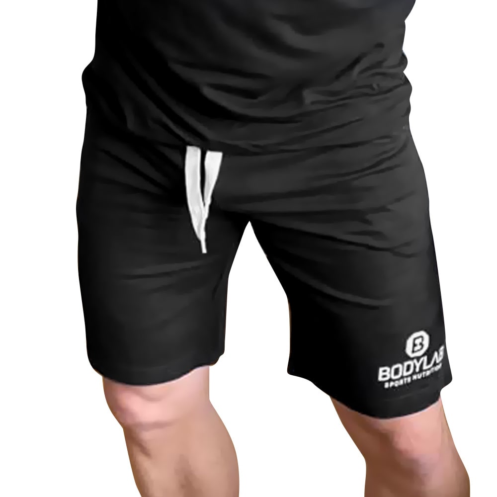 Bodylab24 Bodylab shorts zwart met wit logo op één been - XXL