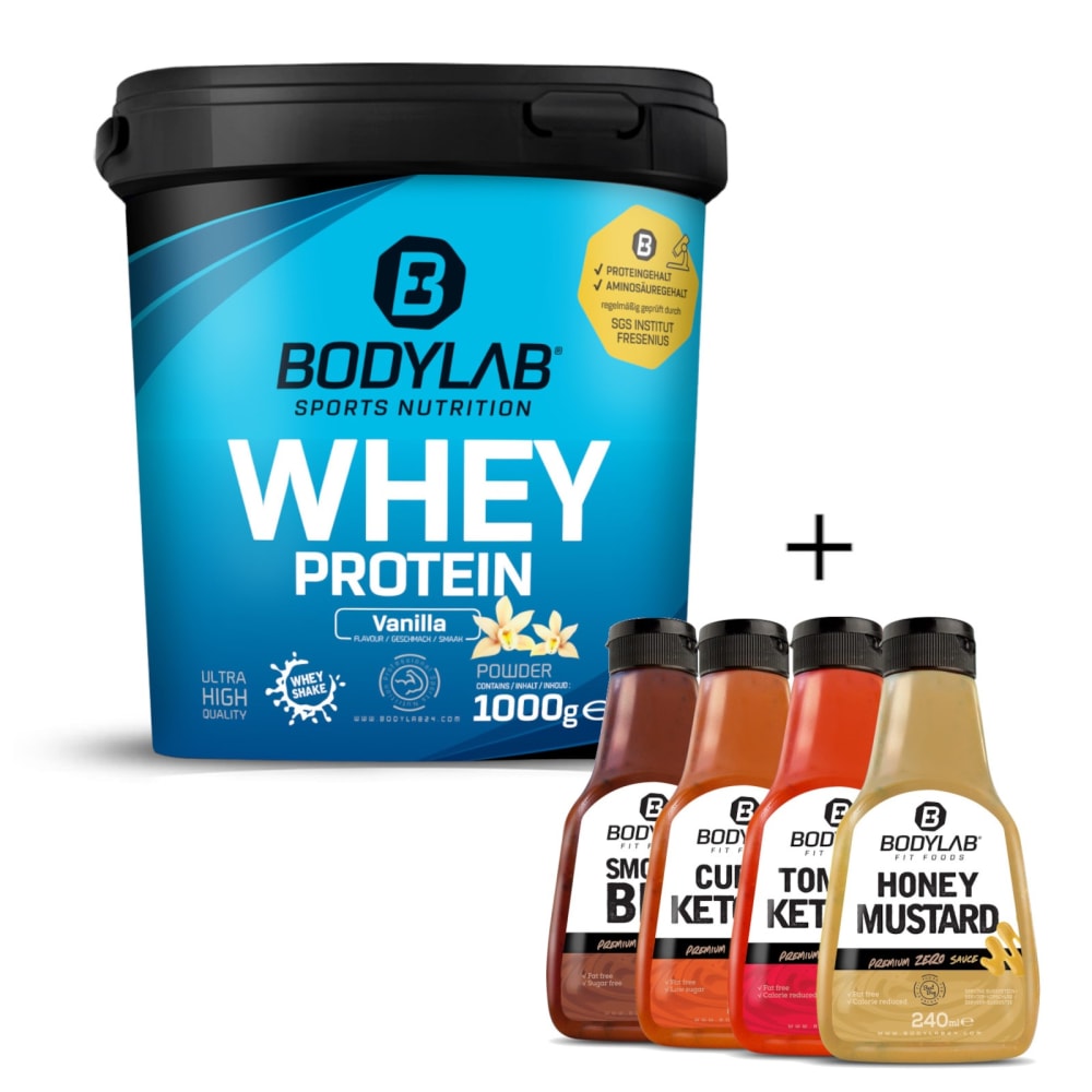 Bodylab24 BBQ Deal (1 Whey Protein (1000g) + 4 Premium Zero Saucen)