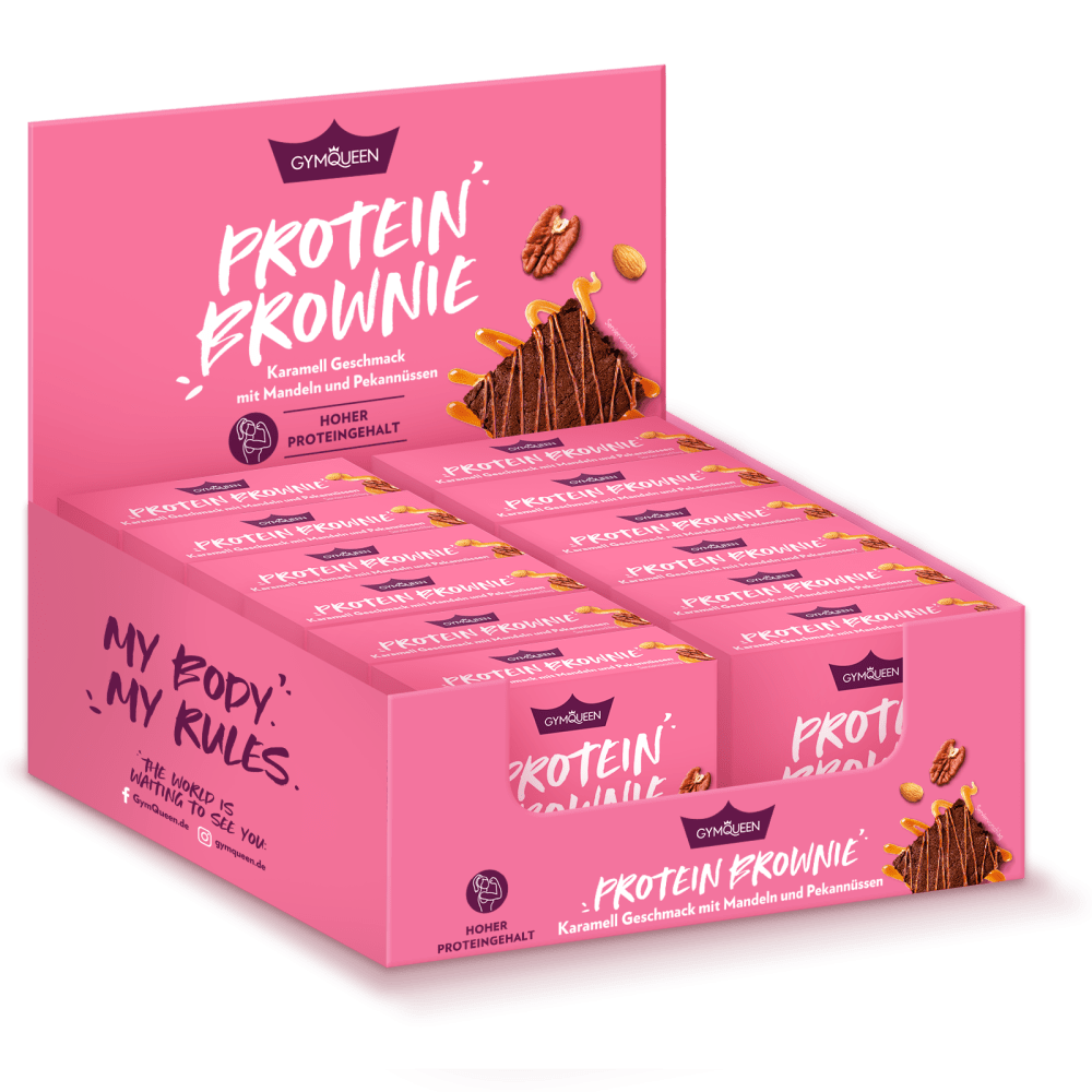 GYMQUEEN Protein Brownie - 12x50g - Chocolate Caramel with Nuts