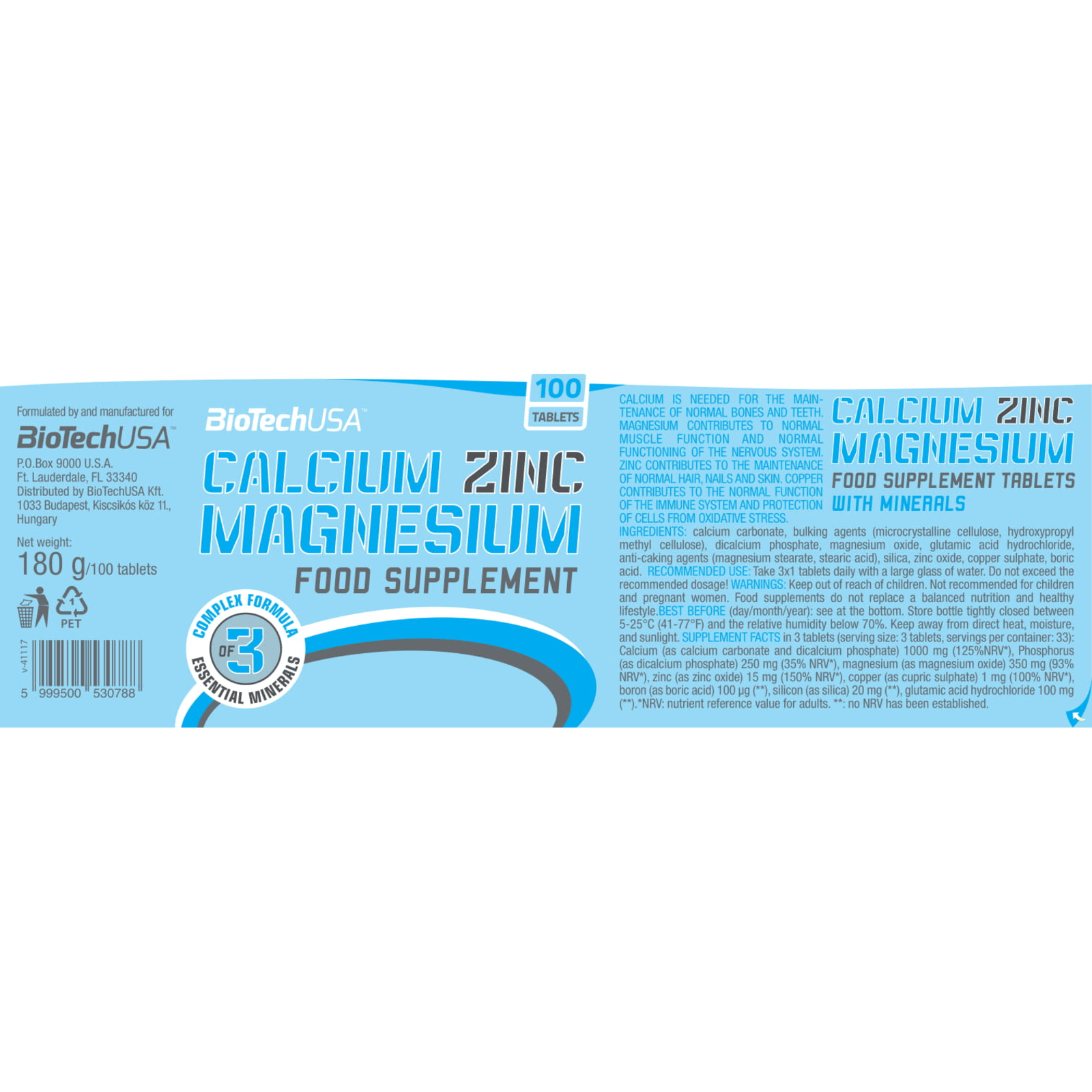 Calcium Zinc Magnesium (100 Tabletten) von BioTech USA kaufen ...