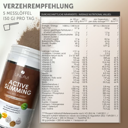 LINEAVI Active Food Diet Shake + Shaker - 500g - Chocolate