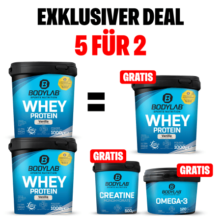 NEW YEAR DEAL: 5Für2 Protein-Powerpack mit Gratis Whey + Creatine + Omega-3