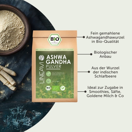 2 x LINEAVI Ashwagandha powder organic (1000g)