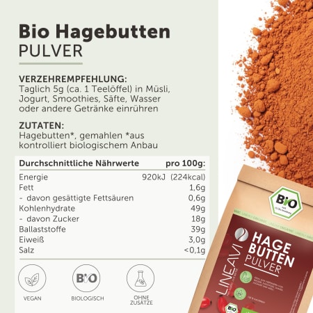 Doppelpack: LINEAVI Hagebuttenpulver bio (2x1000g)