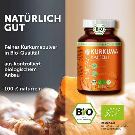 2 x LINEAVI Organic Turmeric Capsules (180 capsules)