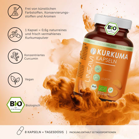 2 x LINEAVI Organic Turmeric Capsules (180 capsules)