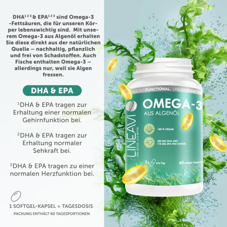 2 x LINEAVI Omega 3 Vegan (60 capsules)