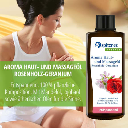 Aroma Haut- und Massageöl Rosenholz-Geranium (190ml)