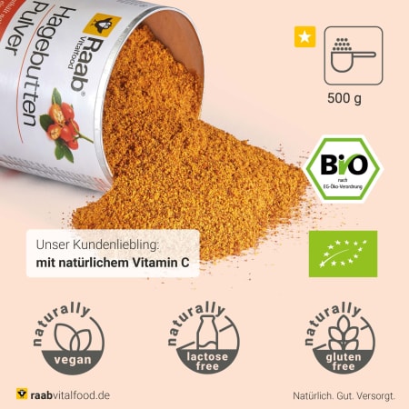 Bio Hagebutte-Pulver Dose Bio (500g)