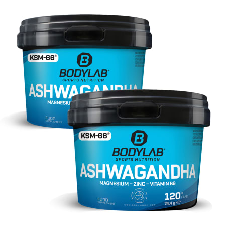 2 x Bodylab Ashwagandha + Magnesium - Zinc - Vitamin B6 (elk 120 capsules)