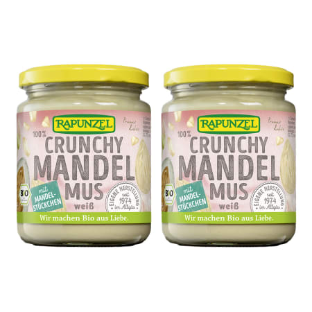 2x Mandelmus weiß Crunchy, aus Europa bio (2x250g)