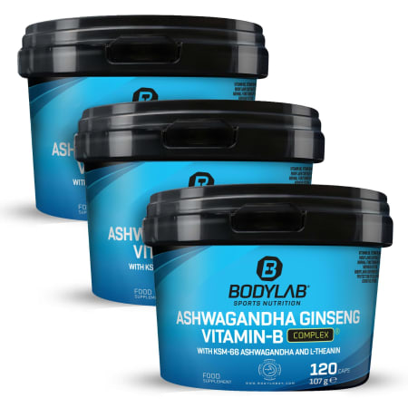 3 x Ashwagandha Ginseng Vitamin-B Complex (120 capsules)