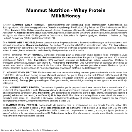 Mammut Whey Protein - 1000g - Milk & Honey