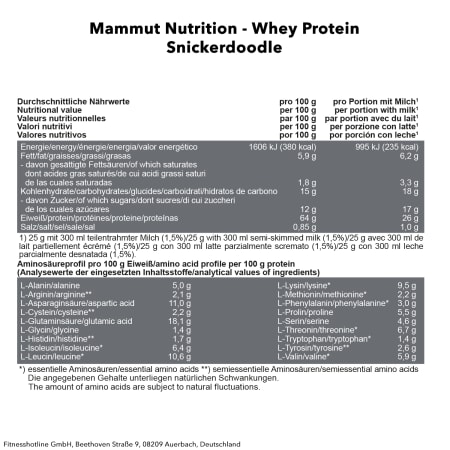 Mammut Whey Protein - 1000g - Snickerdoodle