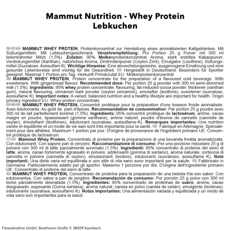 Mammut Whey Protein - 1000g - Lebkuchen
