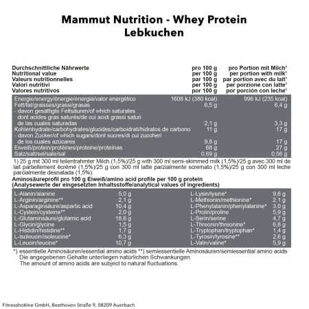 Mammut Whey Protein - 1000g - Lebkuchen