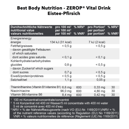 Vital Drink Zerop - 1000ml - Eistee Pfirsisch