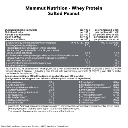 Mammut Whey Protein - 1000g - Salted Peanut