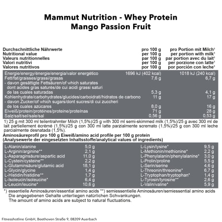 Mammut Whey Protein - 1000g - Mango Passion Fruit