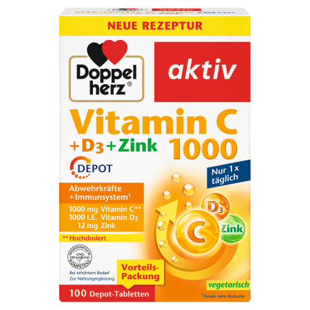 Vitamin C 1000 + D3 + Zink Depot (100 Depot-Tabletten)
