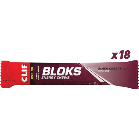 Clif Bloks Energy Chews - 18x60g - Black Cherry mit Koffein