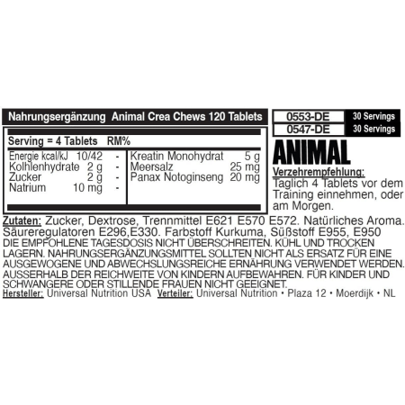 Animal Creatine Chews (120 Kautabletten)