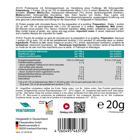 Protein Pudding Schoko (15x20g)
