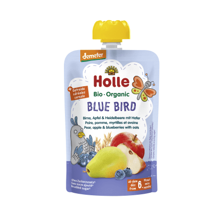 Demeter Blue Bird - Pouchy Birne, Apfel & Heidelbeere mit Hafer, ab dem 6. Monat (100g)