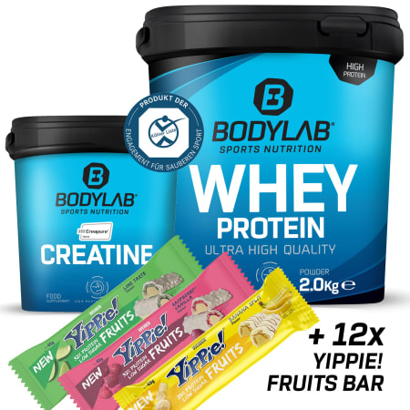 Yippie Bar Special met Bodylab Whey Protein (2000g) en Creatine (Creapure®) (500g)