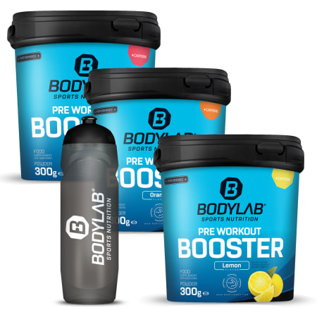 3 x Pre Workout Booster (je 300g) + Trinkflasche