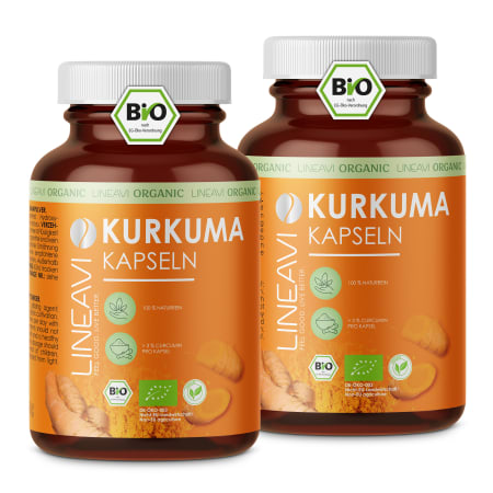 2 x LINEAVI Organic Turmeric Capsules (180 capsules)
