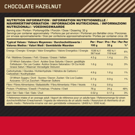 100% Whey Gold Standard - 900g - Chocolate Hazelnut