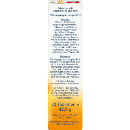 Vitamin C 1000 + D3 + Zink Depot (30 Tabletten)