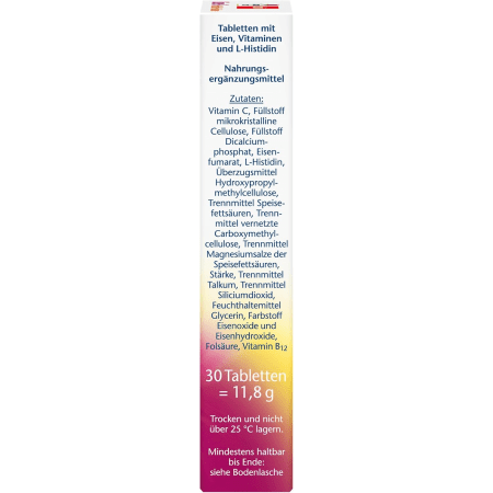 Eisen + C + Histidin + Folsäure (30 Tabletten)