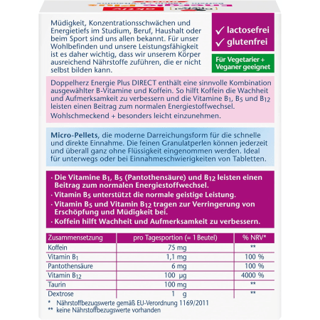 Energie Plus Koffein + Taurin + B-Vitamine Direct (20x1,4g)