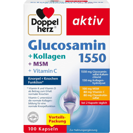 Glucosamin 1550 + Kollagen + MSM + Vitamin C (100 Kapseln)