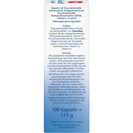 Glucosamin 1550 + Kollagen + MSM + Vitamin C (100 Kapseln)
