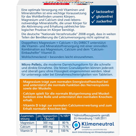 Magnesium + Calcium + D3 Direct (3x20 Portionen)