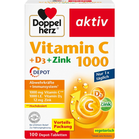Vitamin C 1000 + D3 + Zink Depot (100 Depot-Tabletten)