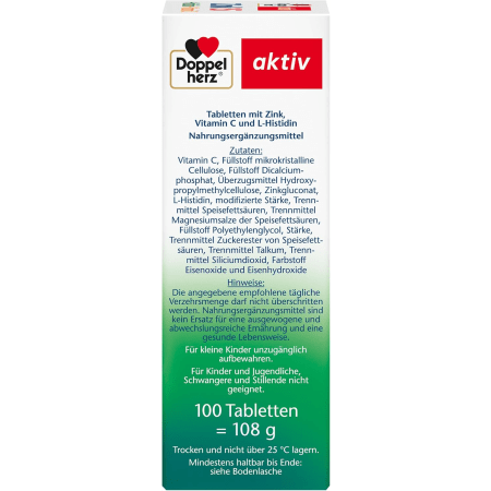 Zink 15 + Histidin + Vitamin C Depot (100 Tabletten)