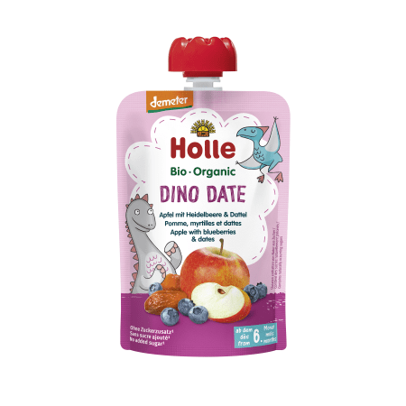 Demeter Dino Date - Pouchy Apfel mit Heidelbeere & Dattel, ab dem 6. Monat (100g)
