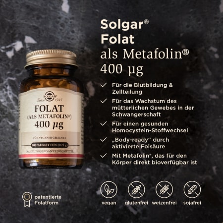 Folat (als Metafolin) 400 µg (100 Tabletten)