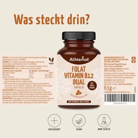 Folat Vitamin B12 Dual Kapseln (120 Kapseln)