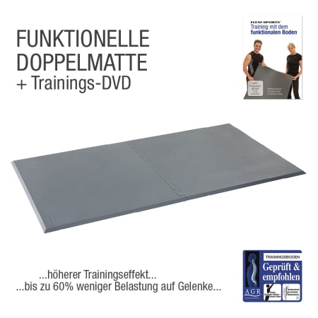 Functional Training Doppelmatte Grau 159,5cm x 91,5cm + Übungs-DVD "Training mit dem Funktionalem Boden"