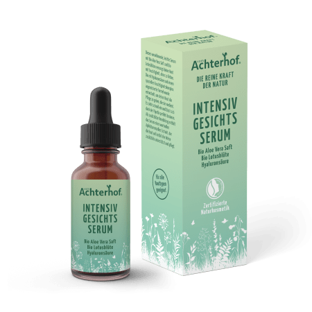 Intensiv Gesichtsserum mit Bio Aloe Vera Saft, Bio Lotosblüte und Hyaluronsäure (30ml)