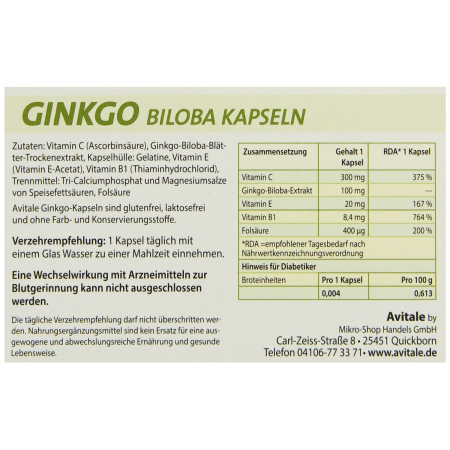 Ginkgo 100 mg (48 Kapseln)